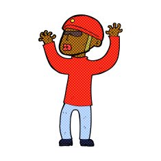 comic cartoon security man panicking N2