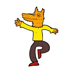comic cartoon happy fox man