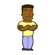 comic cartoon tough guy with folded arms N2