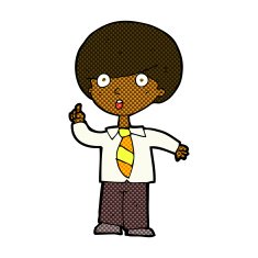comic cartoon school boy answering question N7