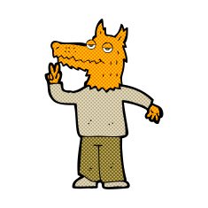 comic cartoon happy fox man N2