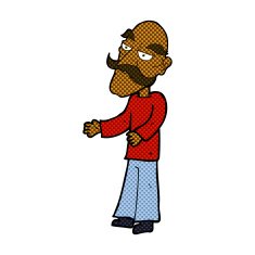 comic cartoon old man with mustache N3