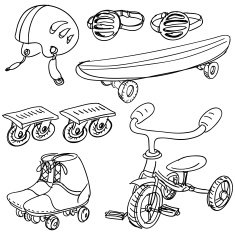Sports equipment in sketch style