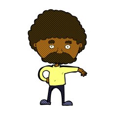 comic cartoon man with mustache making camp gesture N2