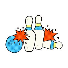 comic cartoon bowling ball and skittles N2