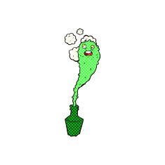 comic cartoon spooky ghost in bottle N2