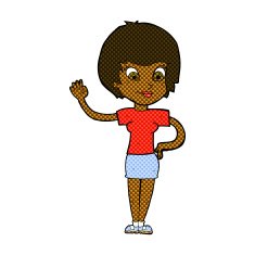 comic cartoon woman waving N47
