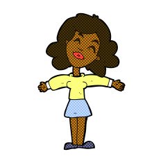 comic cartoon woman with open arms N15