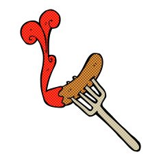 comic cartoon hotdog and ketchup N2