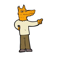 comic cartoon pointing fox man