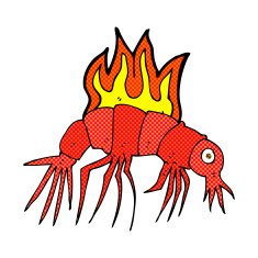 comic cartoon hot shrimp