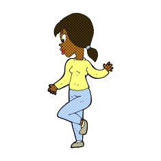 comic cartoon woman waving N49