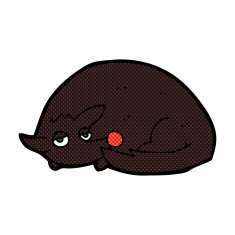 comic cartoon curled up dog N2