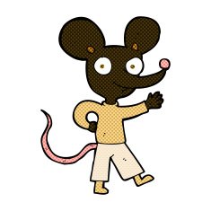 comic cartoon waving mouse N2