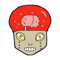 comic cartoon spooky robot head N2