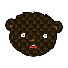 comic cartoon black bear face N2