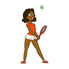 comic cartoon woman playing tennis N2