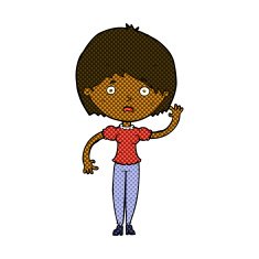 comic cartoon waving woman N24