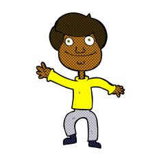 comic cartoon happy man waving N6