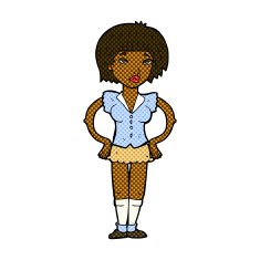 comic cartoon woman with hands on hips N34