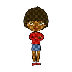 comic cartoon woman with crossed arms N9