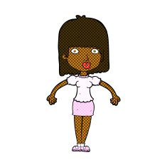 comic cartoon woman shrugging shoulders N74