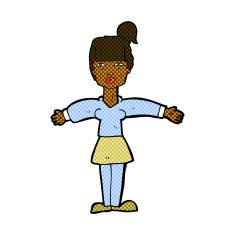 comic cartoon woman shrugging shoulders N75
