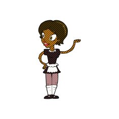 comic cartoon woman in maid costume N2