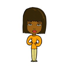 comic cartoon woman indicating self N2
