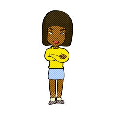 comic cartoon woman with crossed arms N10