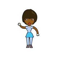 comic cartoon waving woman N28
