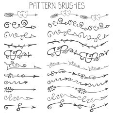 Doodle hand drawn arrows brushes set Valentine's Day Wedding