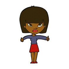 comic cartoon woman giving thumbs up symbol N12