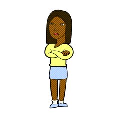 comic cartoon woman with folded arms N5