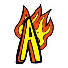 comic cartoon flaming letter