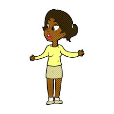 comic cartoon pretty woman explaining something N2