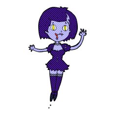 comic cartoon happy vampire girl N6