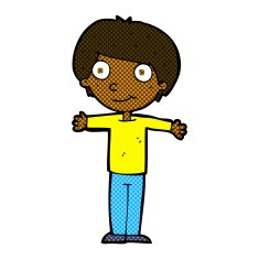 comic cartoon happy boy with open arms N4