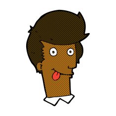 comic cartoon man with tongue hanging out N2