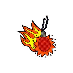 comic cartoon red hot light bulb