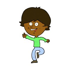 comic cartoon happy waving boy N4