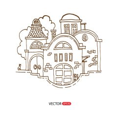 Cartoon hand drawing houses