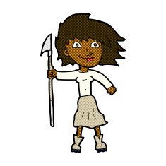 comic cartoon woman with spear N2