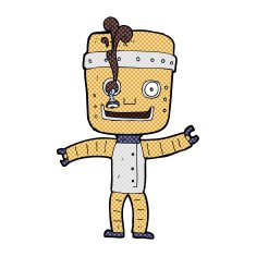 comic cartoon funny old robot N2