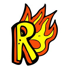 comic cartoon flaming letter N15