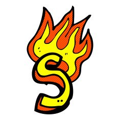 comic cartoon flaming letter N18