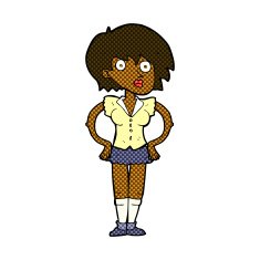 comic cartoon surprised woman with hands on hips N2