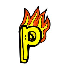 comic cartoon flaming letter N24