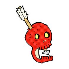 funny comic cartoon skull and arrow N2