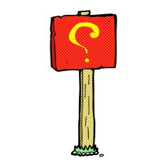 comic cartoon question mark sign post N2